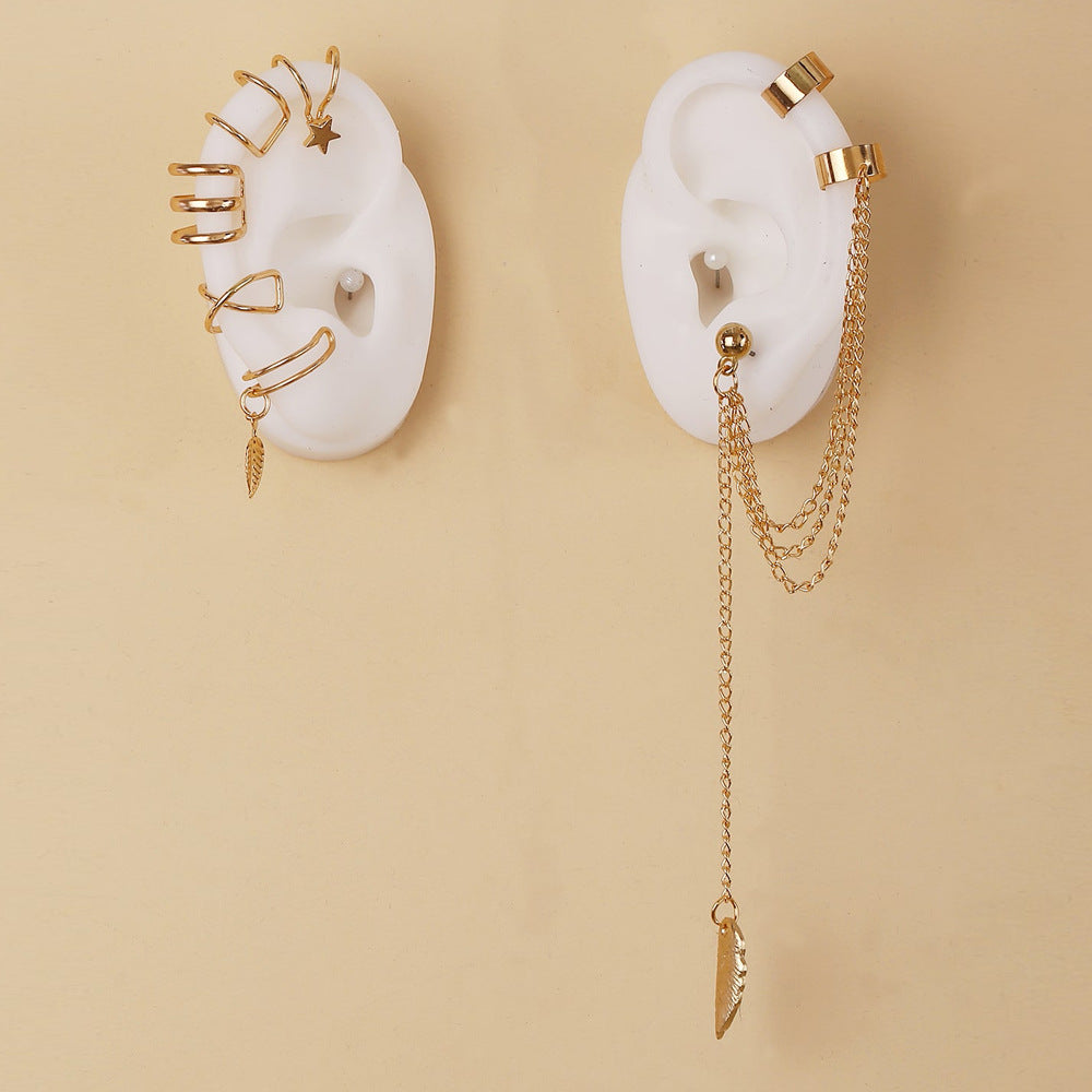 Gold Leaf No-Piercing Ear Clip Set