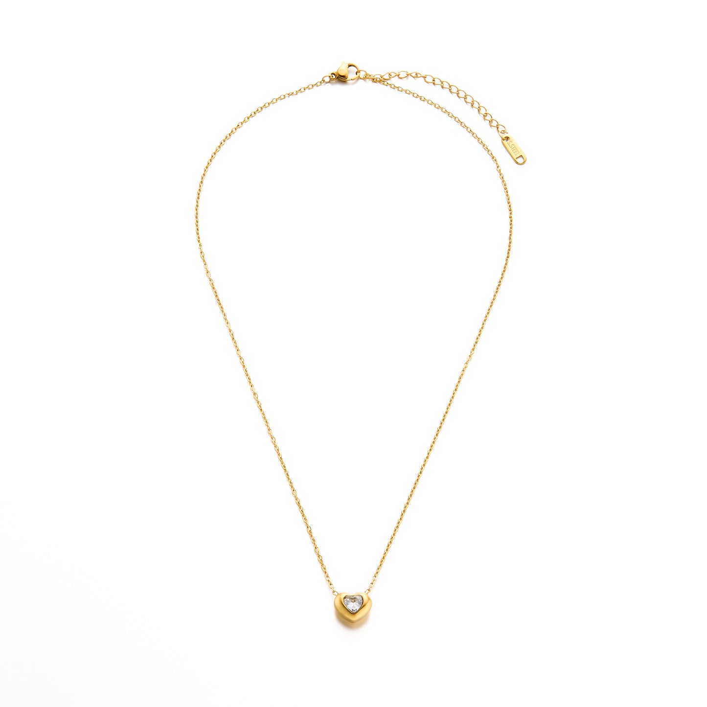 Women's 18K Gold-Plated Titanium Steel Heart Zircon Necklace