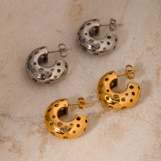 Round Hollow C Shape Earrings