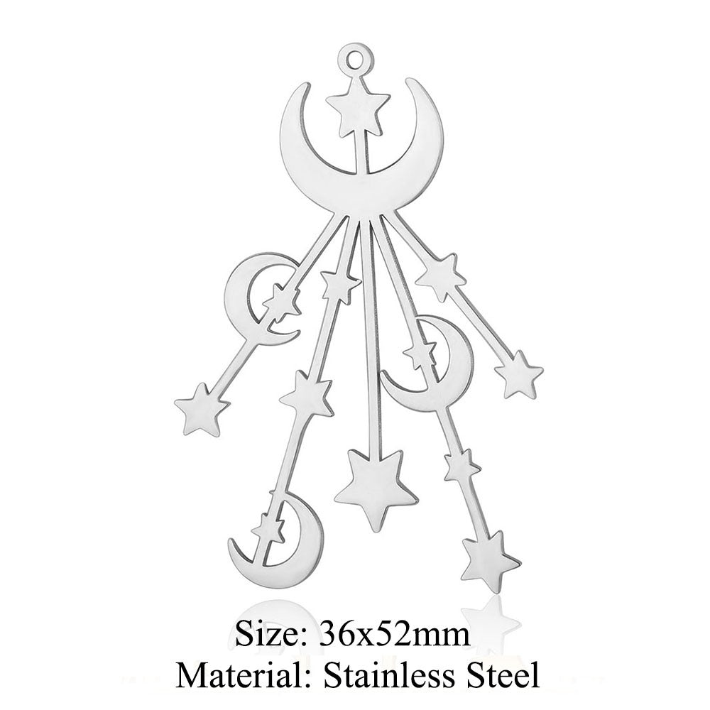 5 pcs/pack star moon titanium steel pendant planet DIY