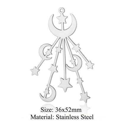 5 pcs/pack star moon titanium steel pendant planet DIY