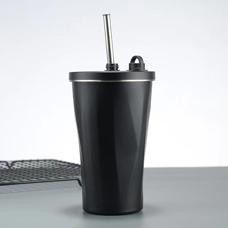 Gradient Diamond-Shaped Cola Cup with Straw