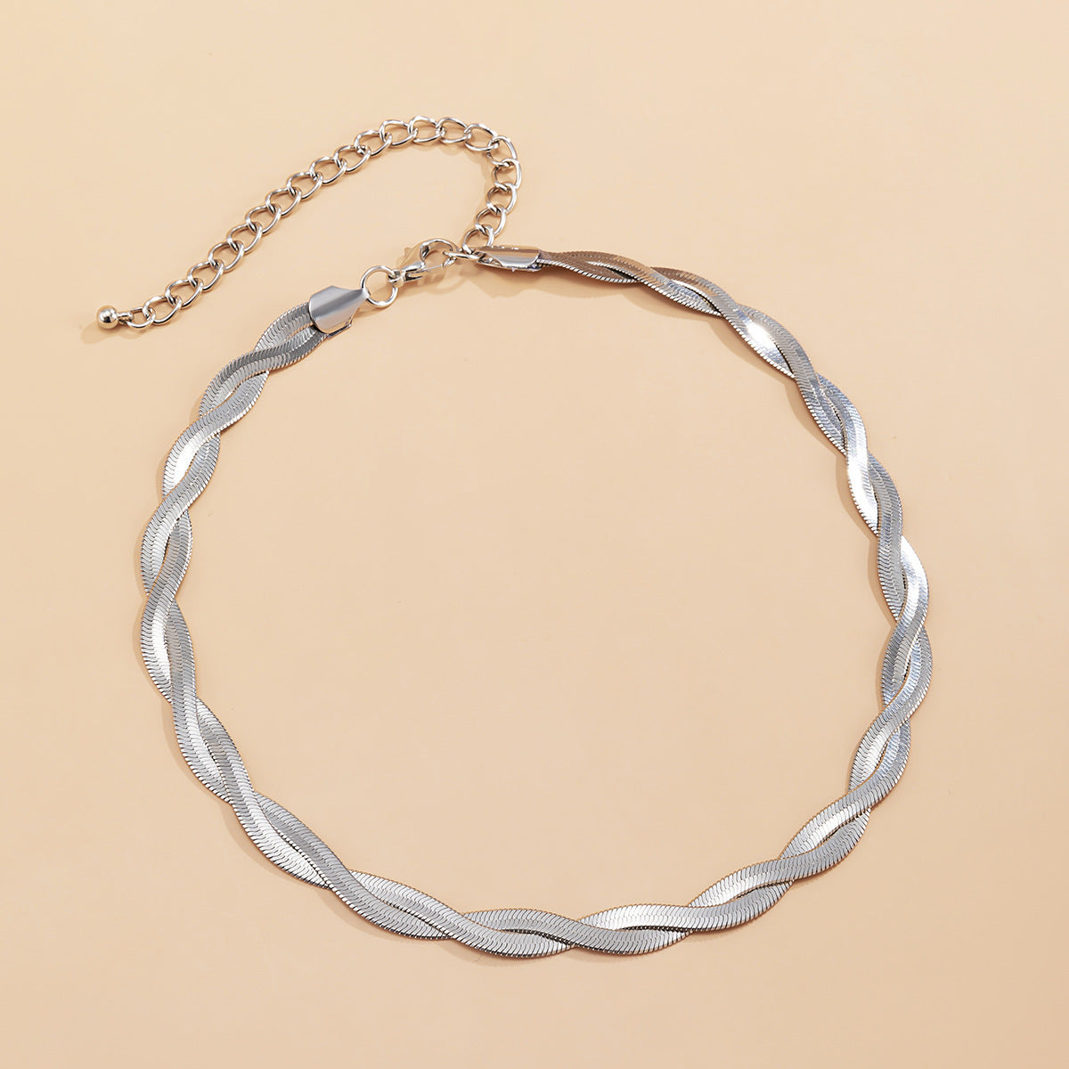 Personalized square flat snake bone chain combination necklace
