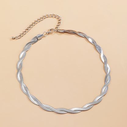 Personalized square flat snake bone chain combination necklace