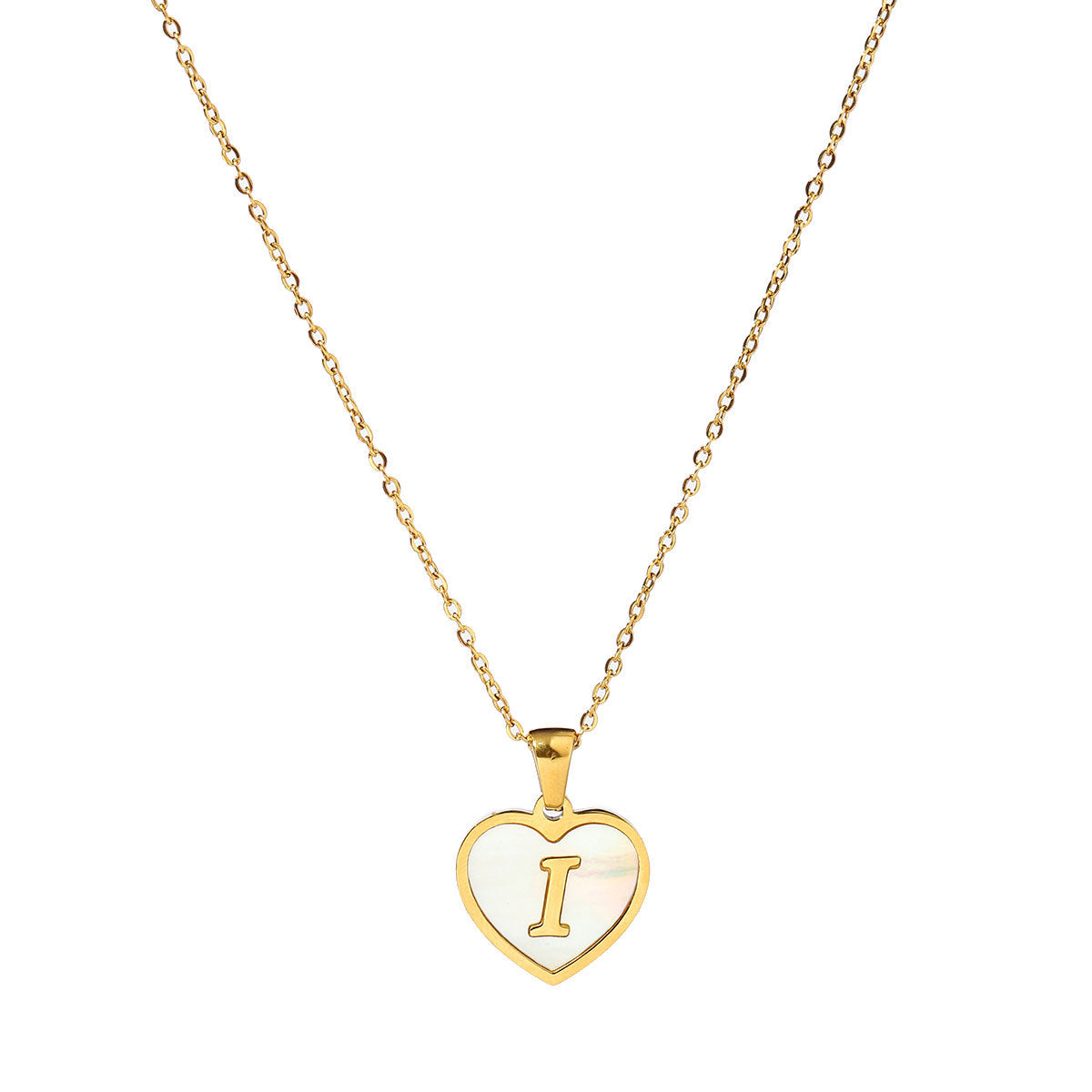 Titanium steel heart-shaped 26 English letter necklace