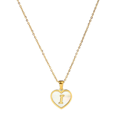 Titanium steel heart-shaped 26 English letter necklace