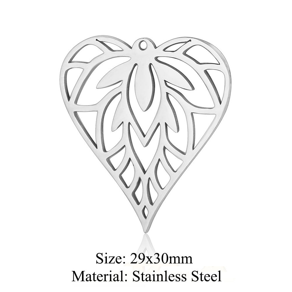 5 pcs/bag witch titanium steel pendant peach heart cross