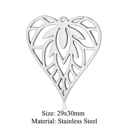 5 pcs/bag witch titanium steel pendant peach heart cross