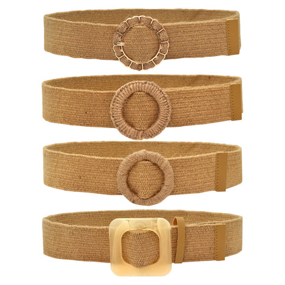 Grass braided women's belt elastic