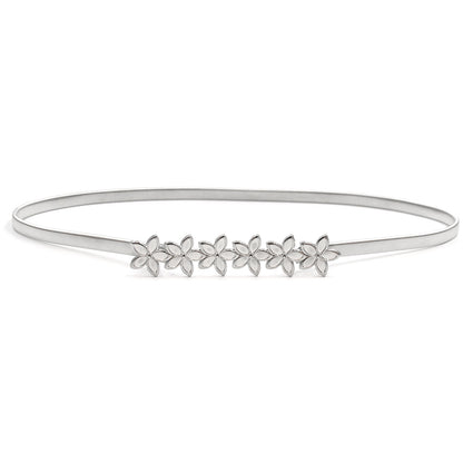 Silver chain round buckle belt