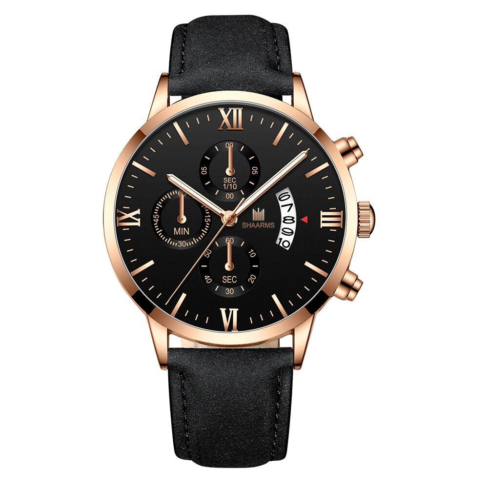 False three-eye calendar watch quartz watch