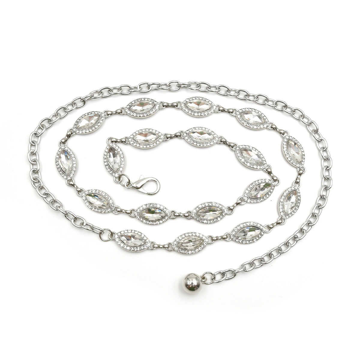 Rhinestone inlaid metal chain