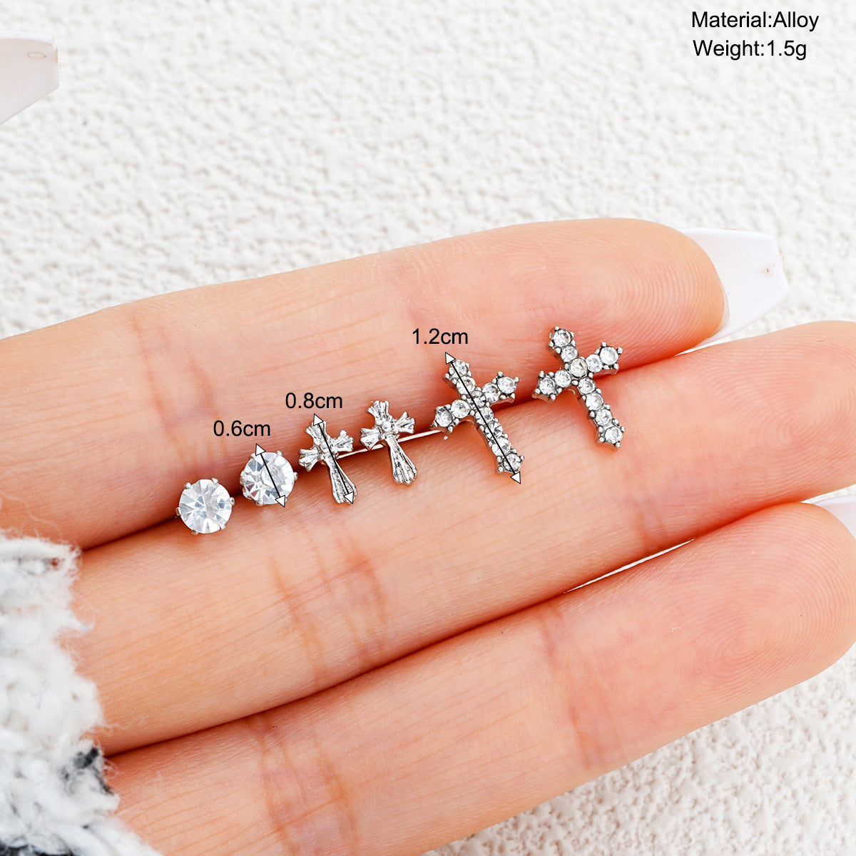 Diamond Cross Stud Earring Set