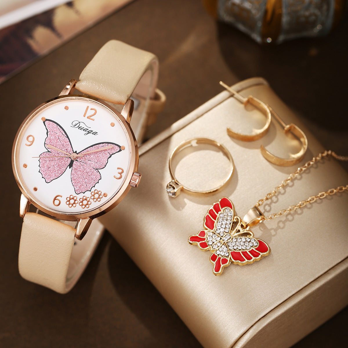 Butterfly Watch Pearl Butterfly Jewelry Set