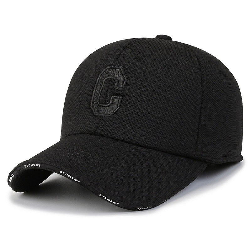 Pineapple Pattern Embroidered Korean Structured Duckbill Cap