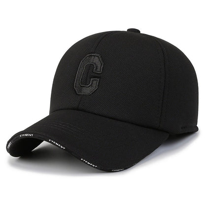 Pineapple Pattern Embroidered Korean Structured Duckbill Cap