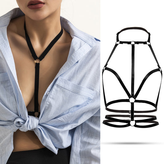 Cadena hueca para el cuerpo con tirantes en el pecho y bikini sexy 