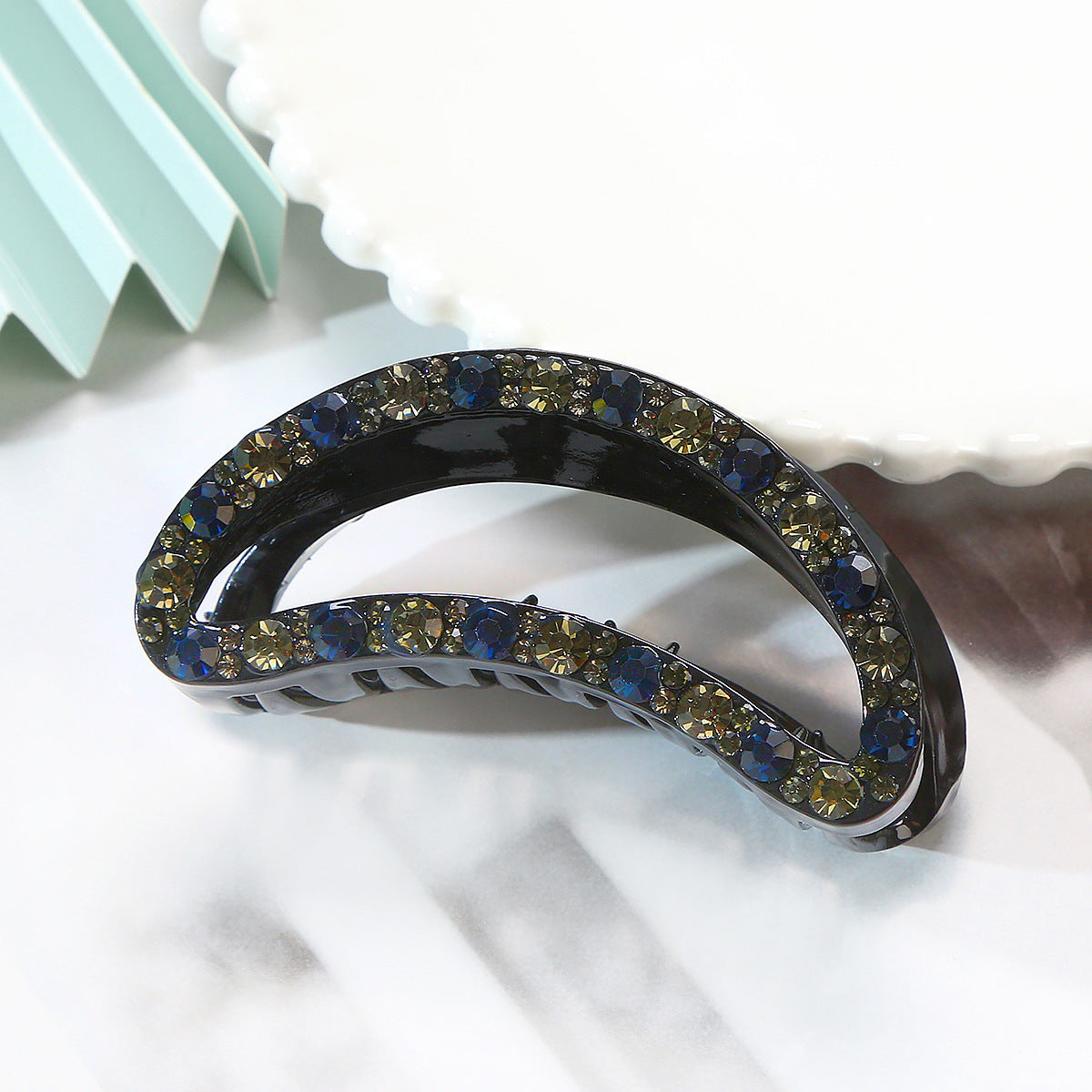 Personality Hair Clip with Rhinestone Flower Acrylic