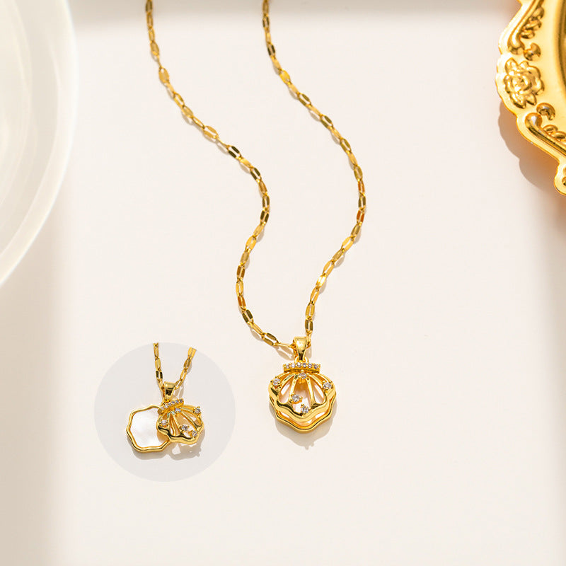 Colar com pingente de zircão de camada dupla para mulheres 