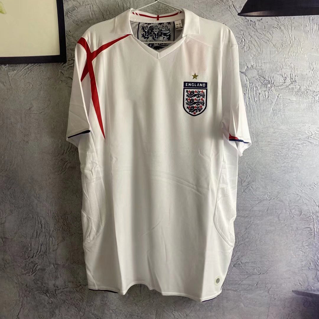 2006 England World Cup 7 Beckham 4 Gerrard Retro Long/Short Sleeve Jersey