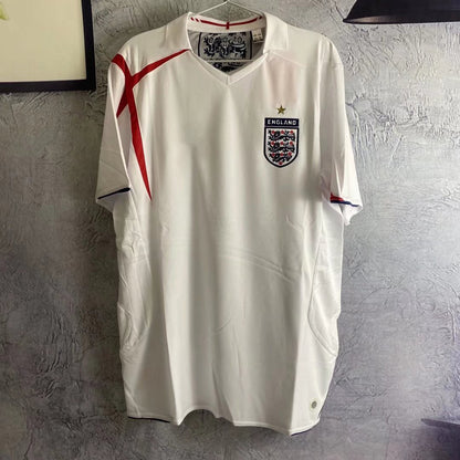2006 England World Cup 7 Beckham 4 Gerrard Retro Long/Short Sleeve Jersey
