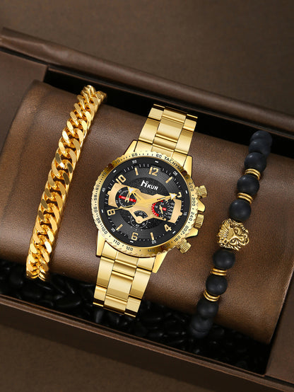 Men's Watch Punk Woven Bracelet Set