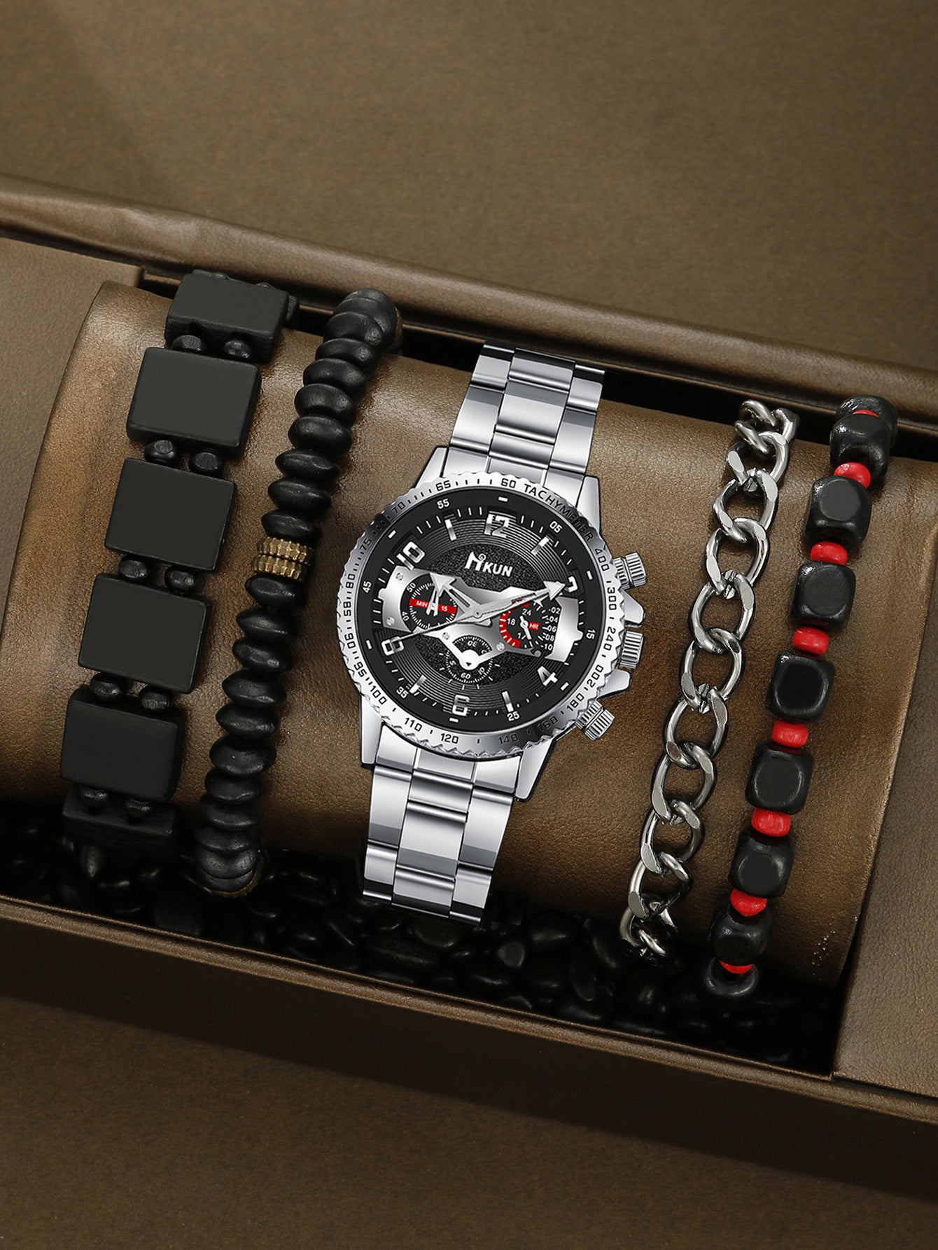 Men's Watch Punk Woven Bracelet Set