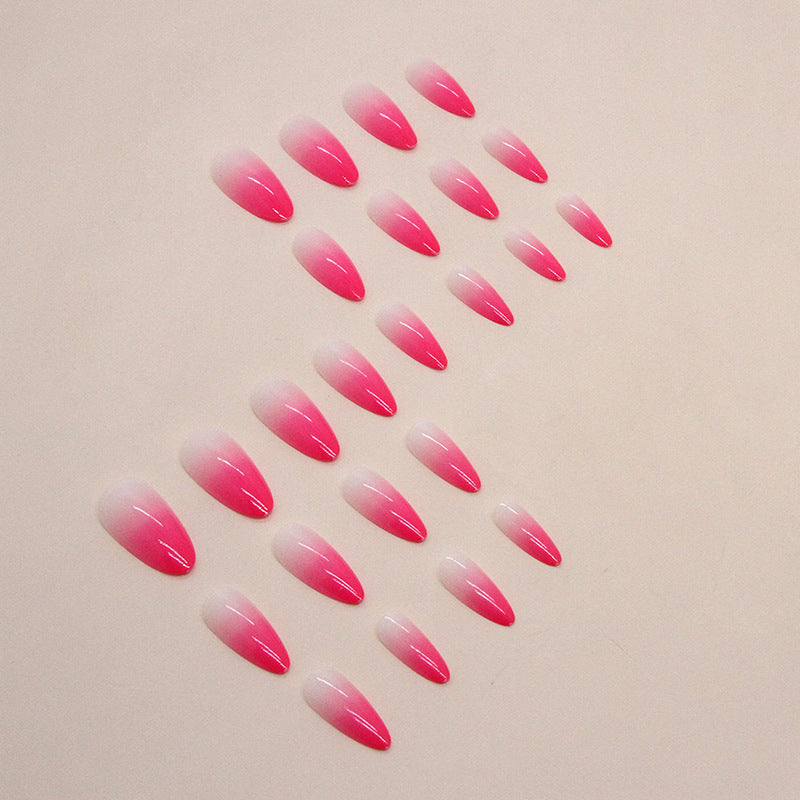 Barbie Pink Gradient Almond Fake Nails