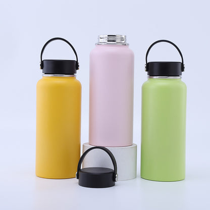 Botella de agua de acero inoxidable 304 con recubrimiento en polvo, portátil para exteriores 