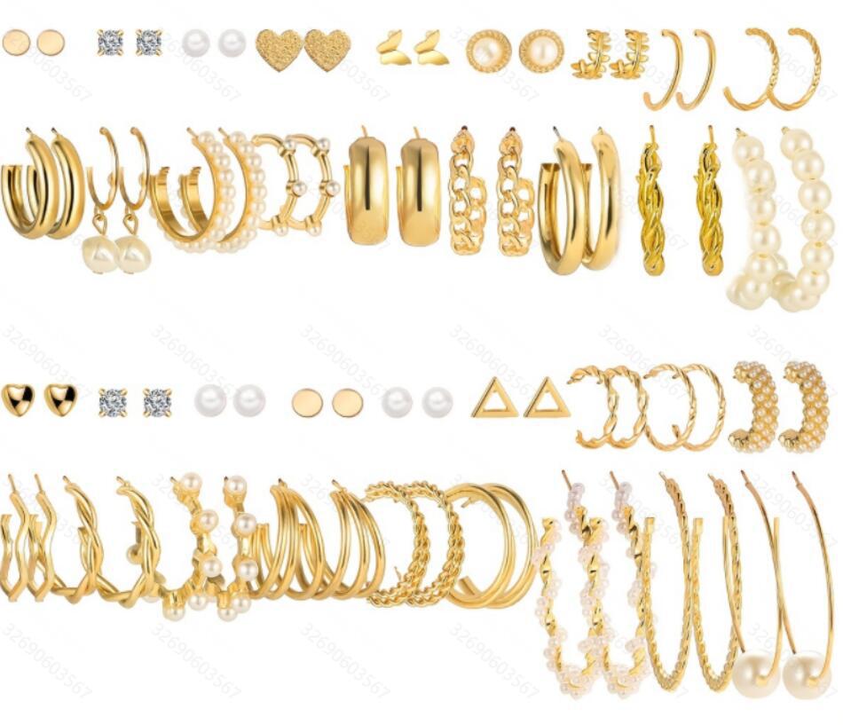 Metal Twist & Geometric Earring Set