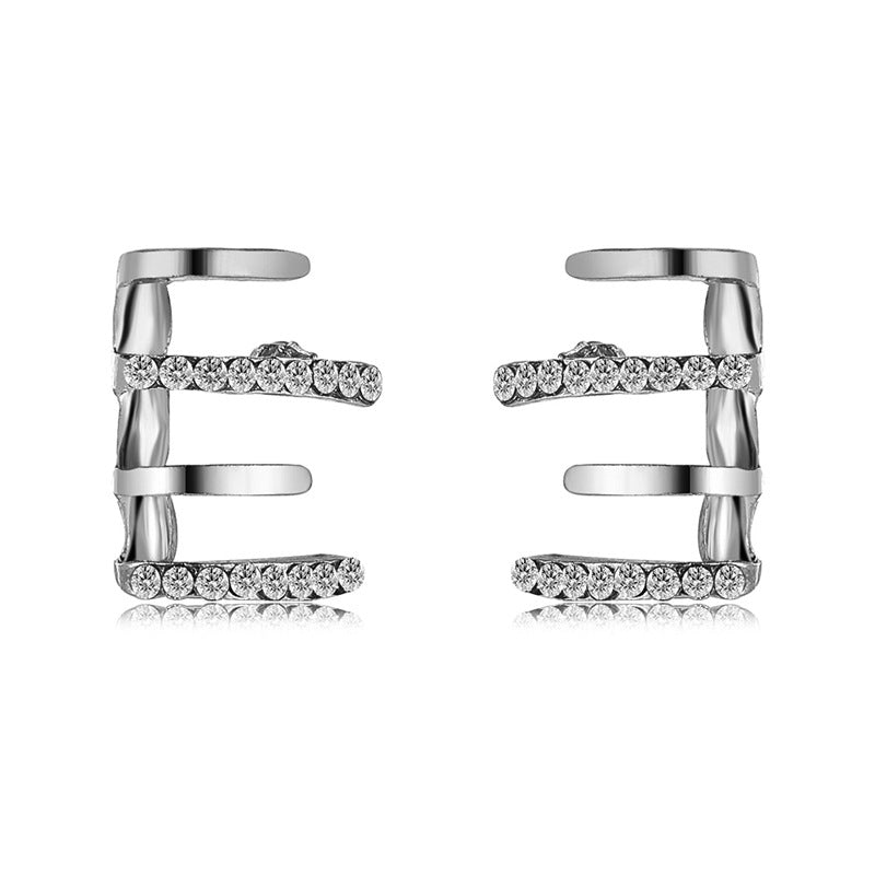 Four-Claw Zircon Arc Stud Earrings