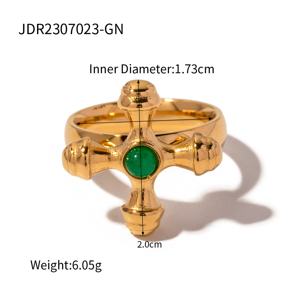 Anillo cruz piedra fina 