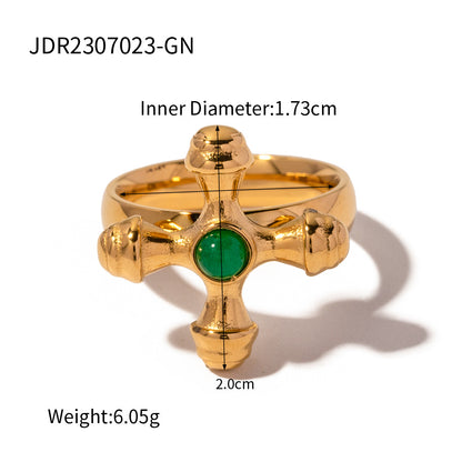 Anillo cruz piedra fina 