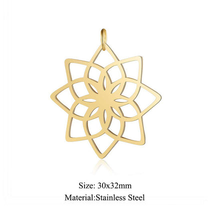 5 pcs/titanium steel large pendant flower diamond conch