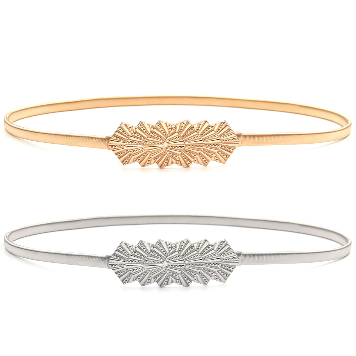 Elastic thin belt female gold