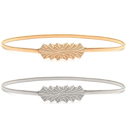 Elastic thin belt female gold