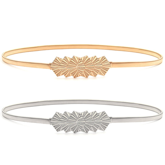 Elastic thin belt female gold