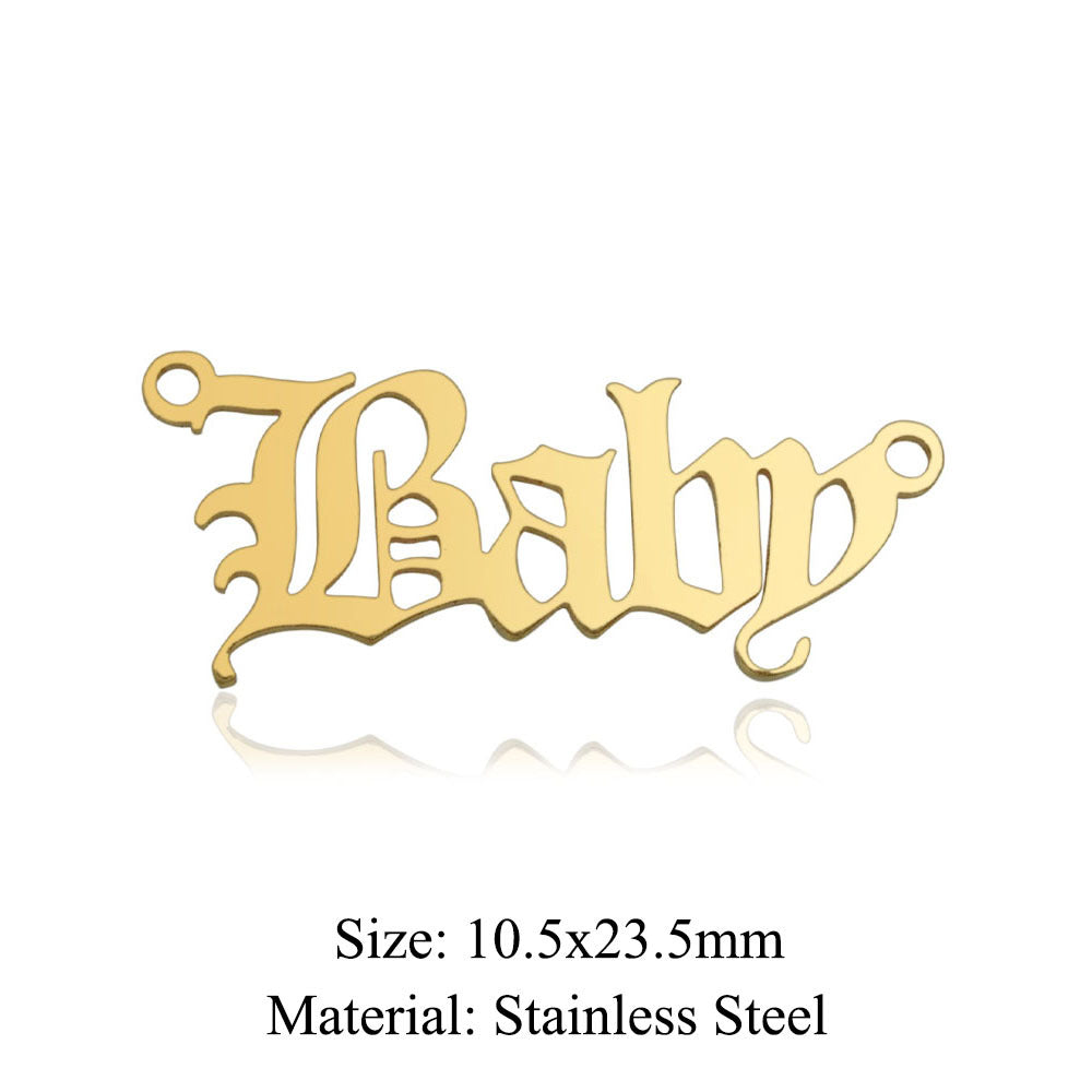 5 pcs/bag English alphabet titanium steel pendant