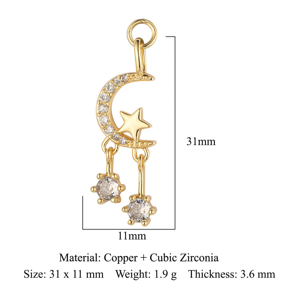 Sun Moon Stars Copper Zircon Eyes Palm Pendant