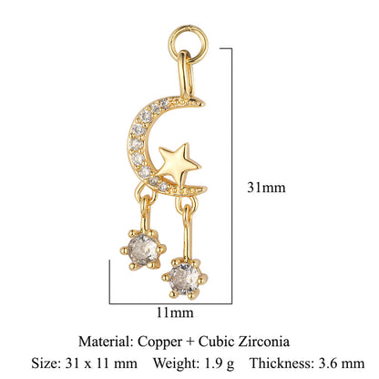 Sun Moon Stars Copper Zircon Eyes Palm Pendant