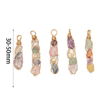 Color cristal grava piedra cruda envoltura bolsa de red tejido DIY 