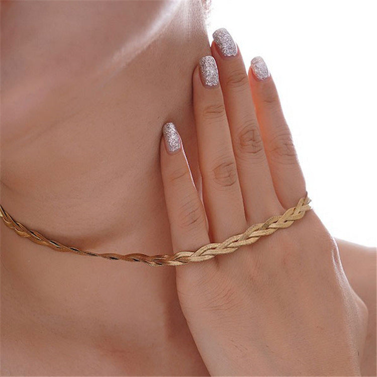 Three-layer wound snake bone necklace