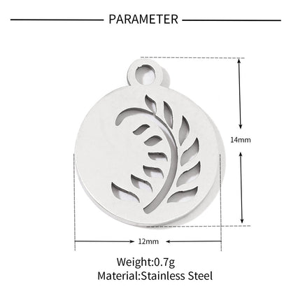 20 pcs/pack Flower Life Tree Hand Titanium Steel Pendant