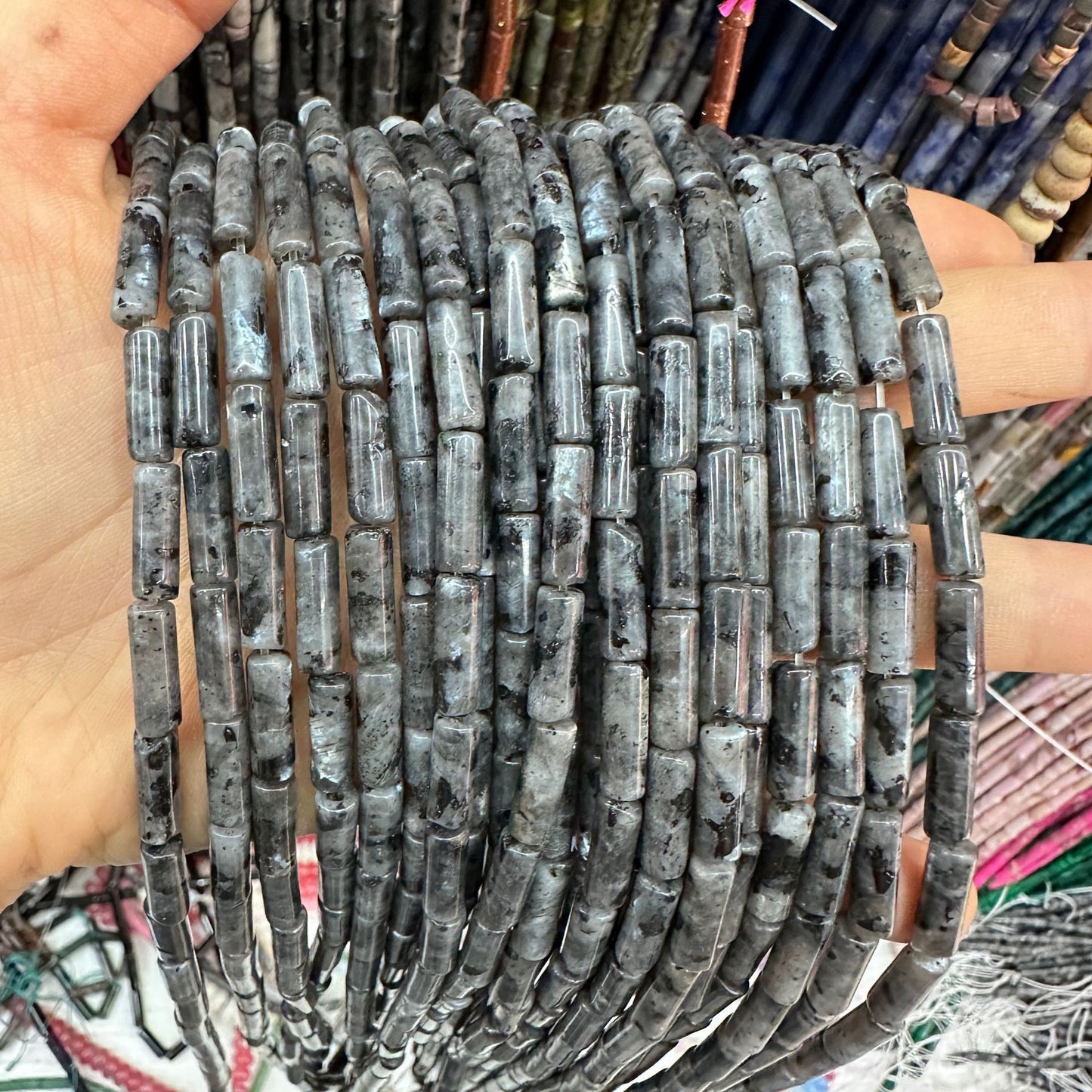 4*13MM natural stone crystal cylindrical spacer beads