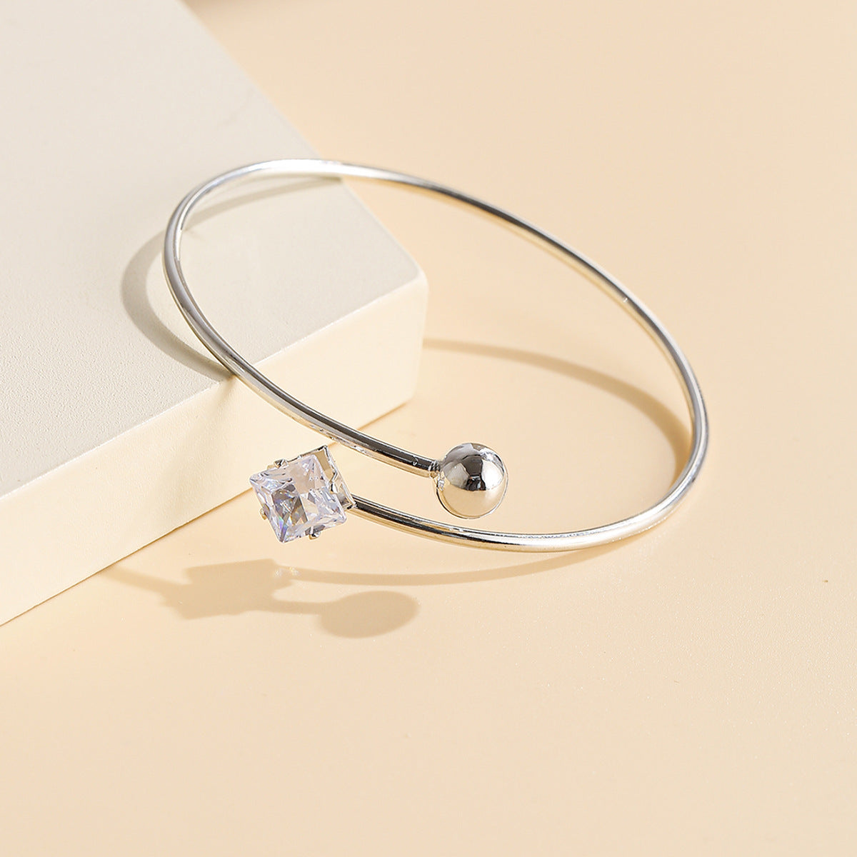 Diamond Square Open Bracelet