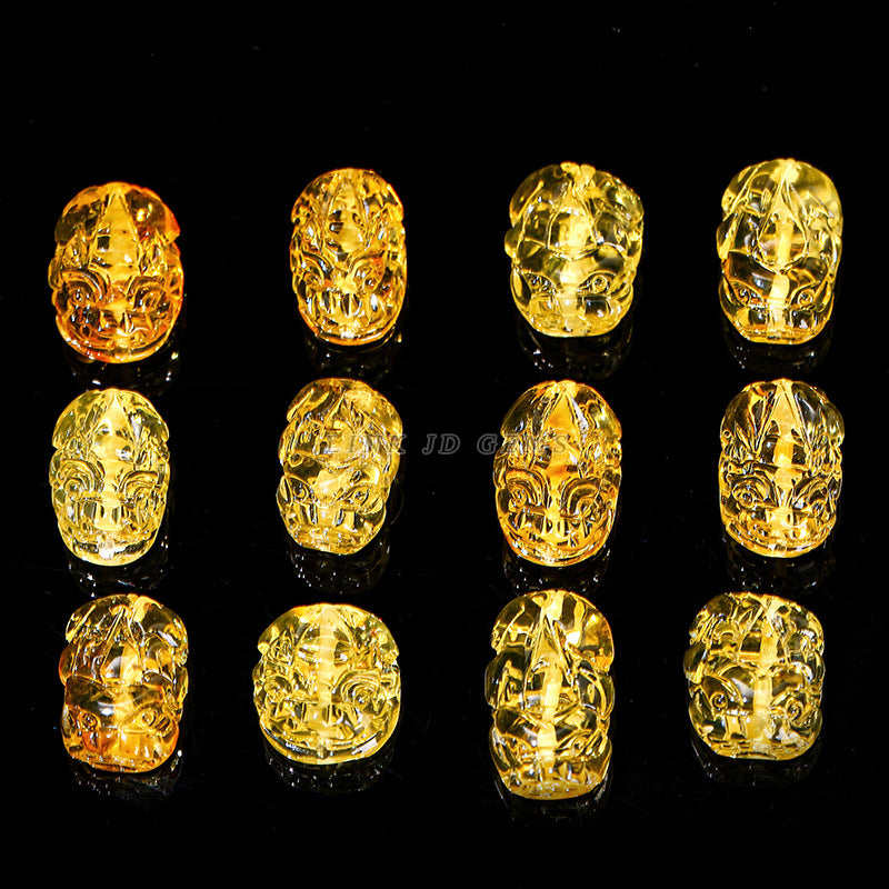 8 * 12 Natural Amber Beeswax Pixiu Through Hole Loose Beads