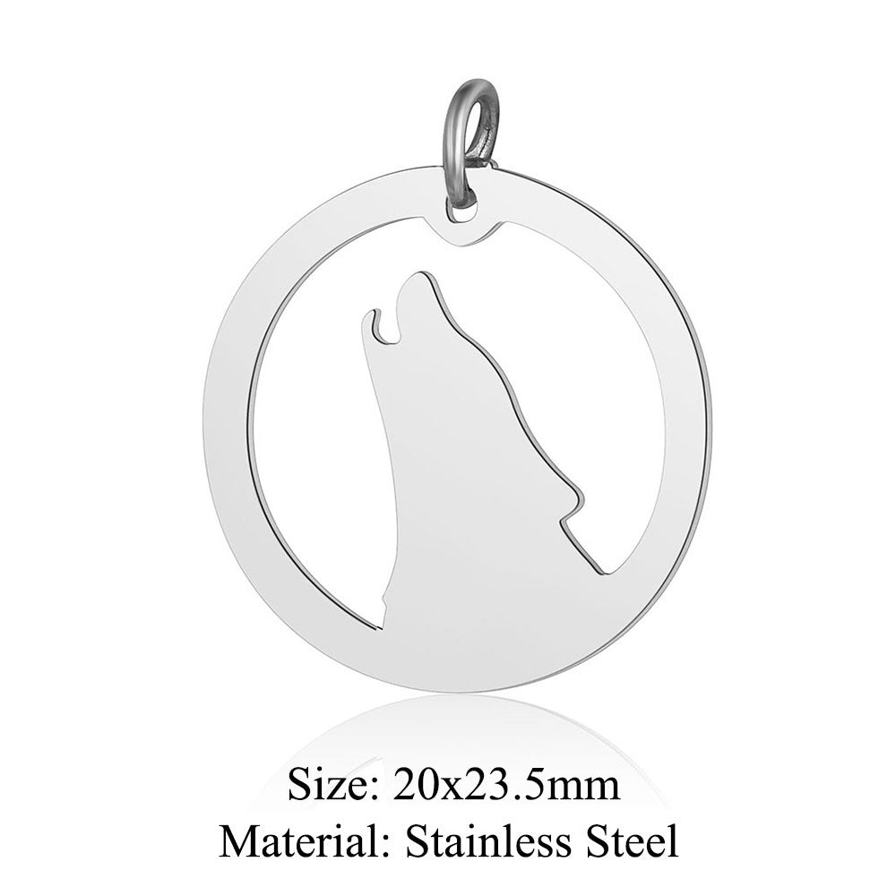 Colgante de acero de titanio con forma de elefante, lobo, tortuga, león y oso, 5 unidades por bolsa 