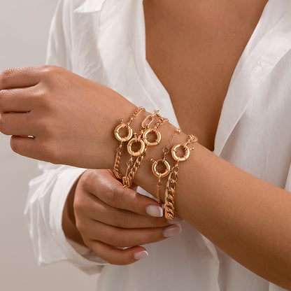 Geometric Metal Copper Ring Bracelet