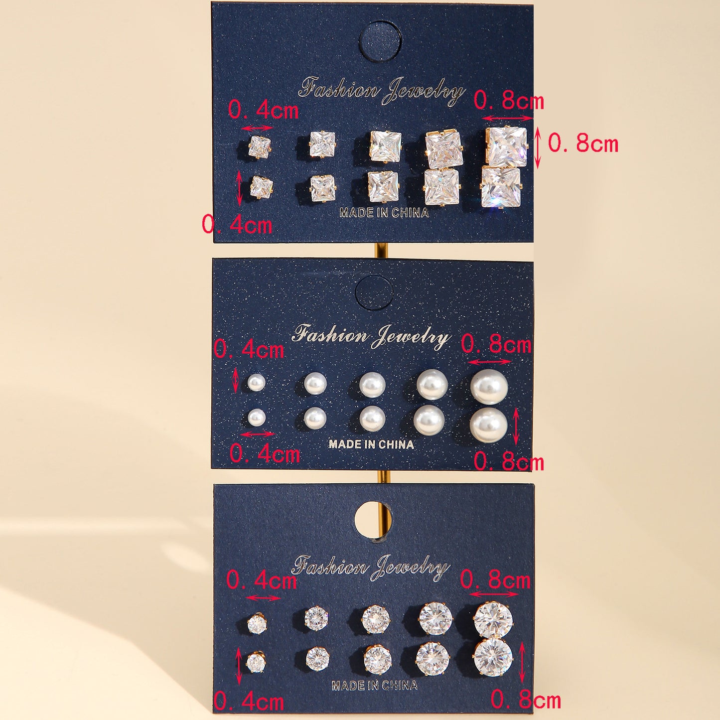 15-Pair Zircon & Pearl Stud Earring Set