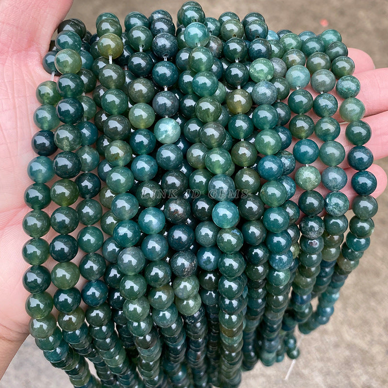 5A natural agate loose beads green agate bracelet round beads